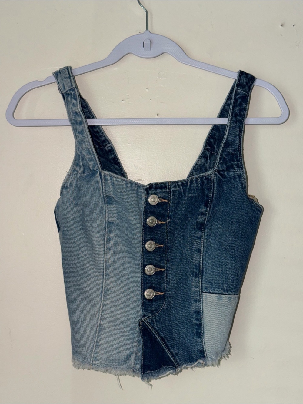 Zara Denim Patchwork Top